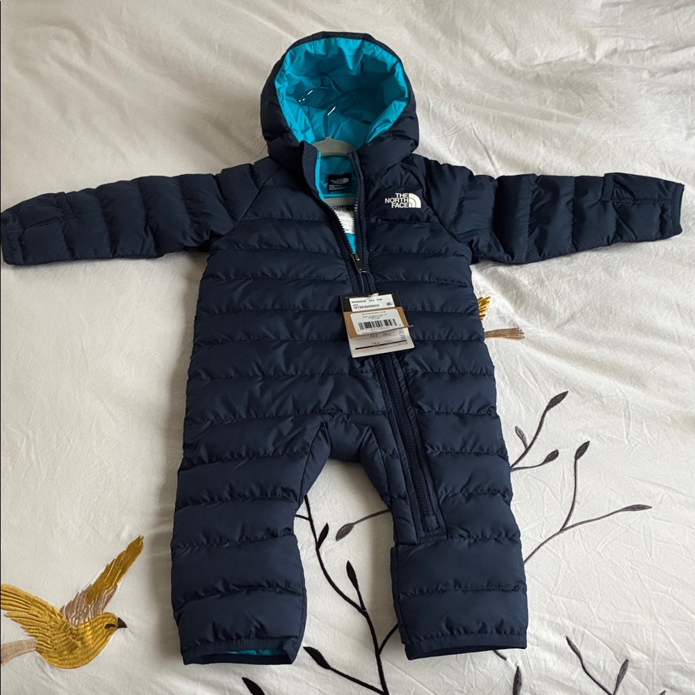 The North Face Dark Blue Infant Snowsuit with Teal Lining